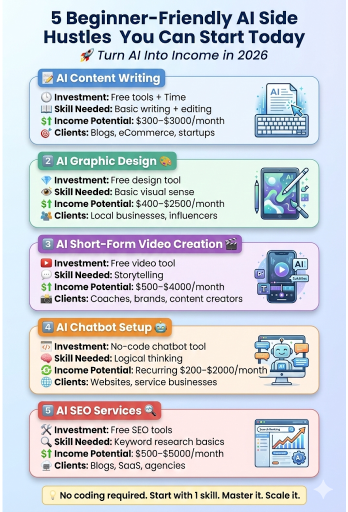 Beginner friendly AI Side Hustles